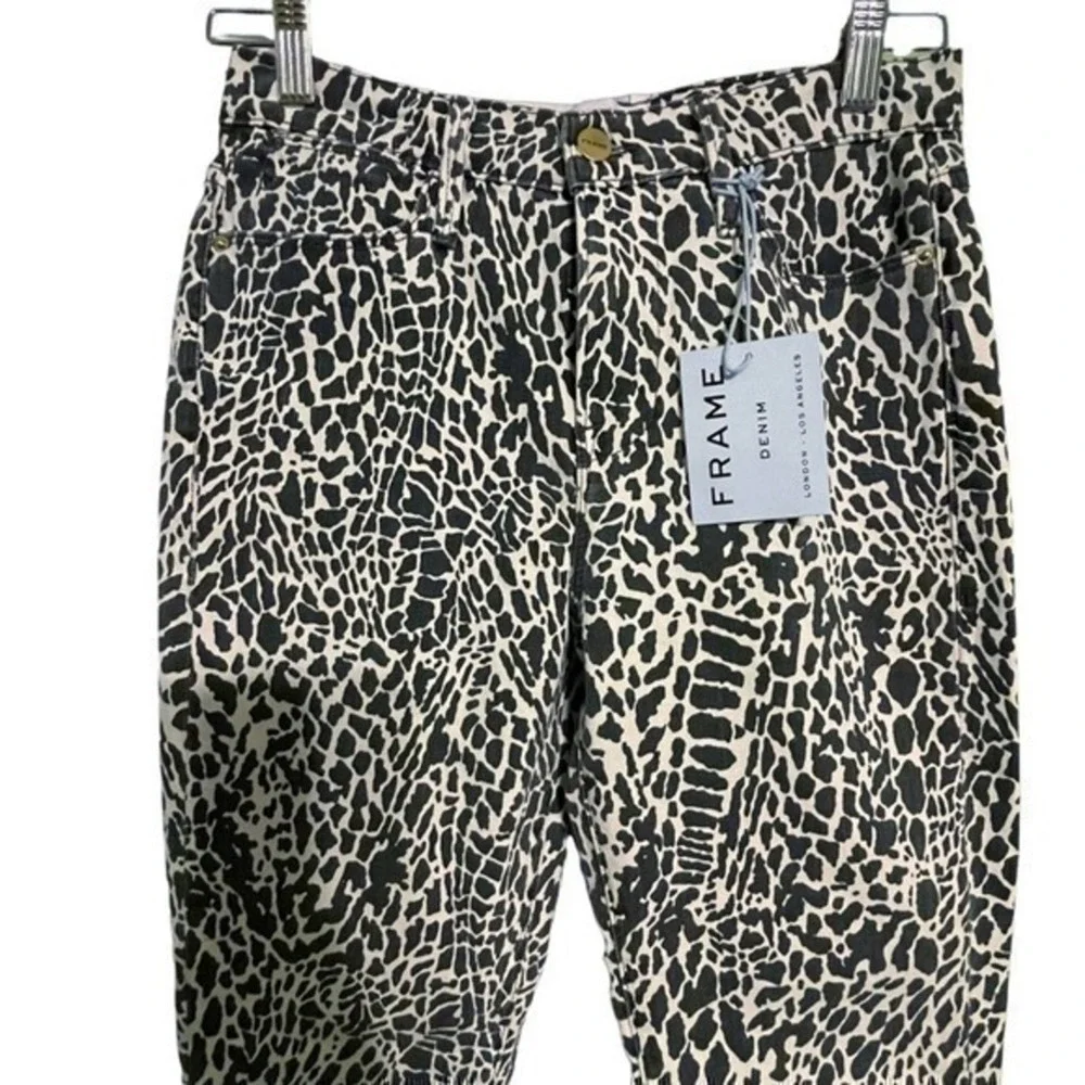 Frame Jeans Le High Skinny Abstract Animal Print Noir Multi Size 26 Y2K Work NEW
